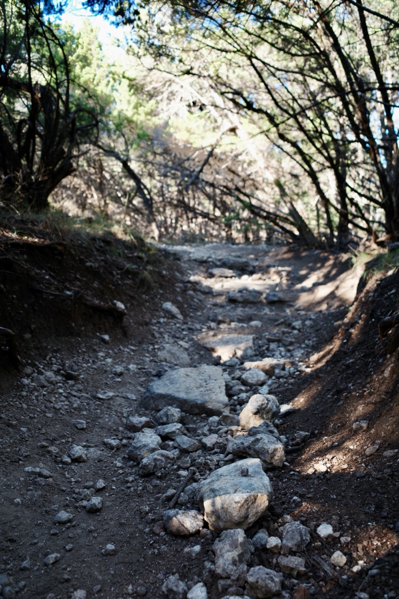 hard trail with rock ledges