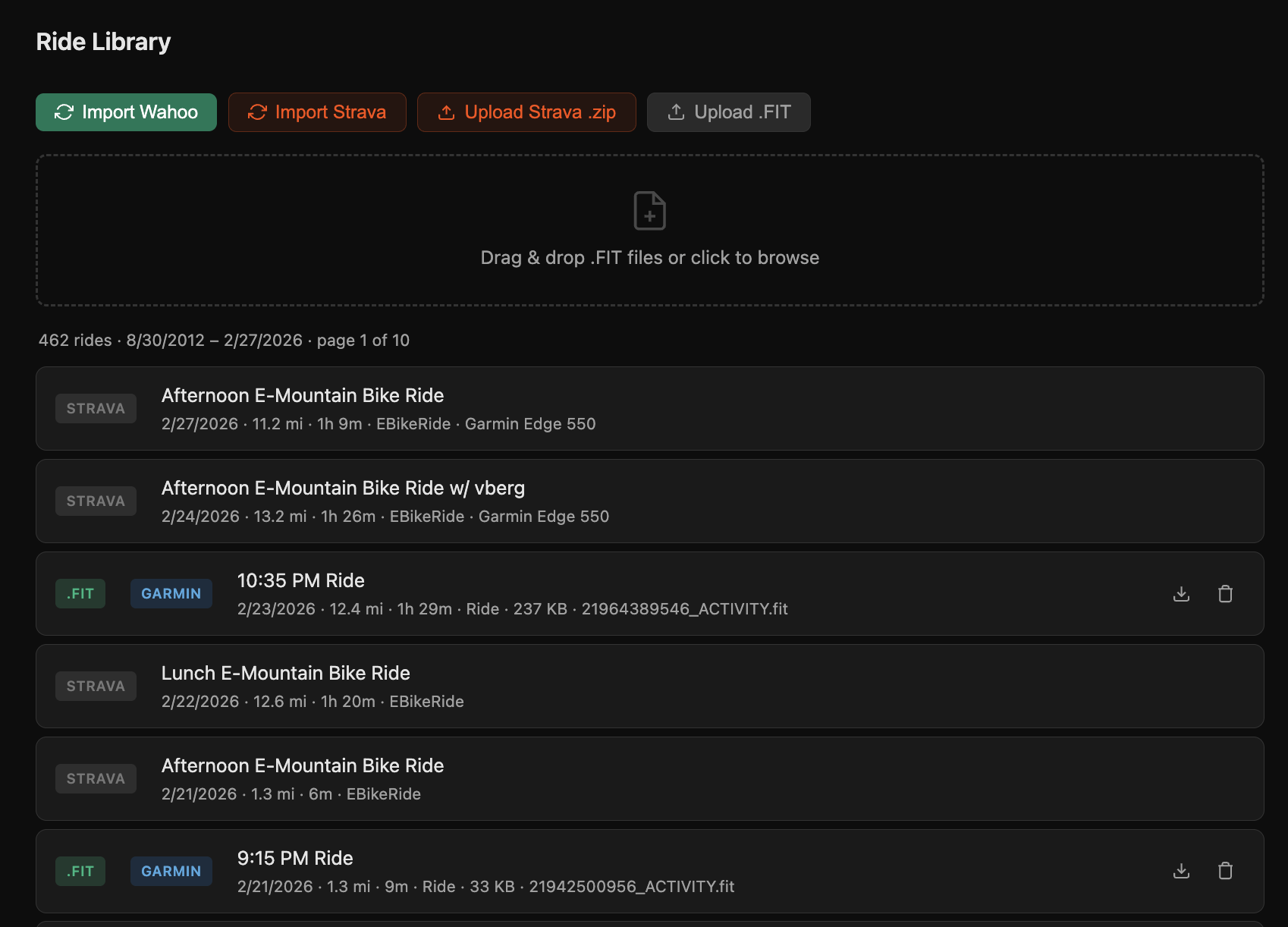 Ridetool file library